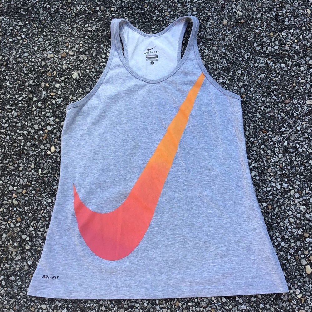 Nike Women's Gray Tank Top Sz S Pink Swoosh
